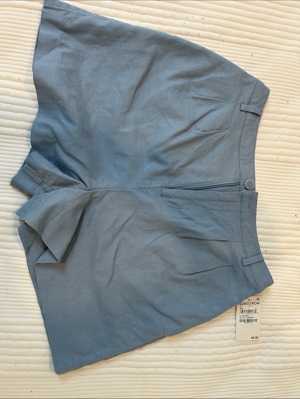 Nordstrom Light Blue High-Waist Pleated Women's Shorts